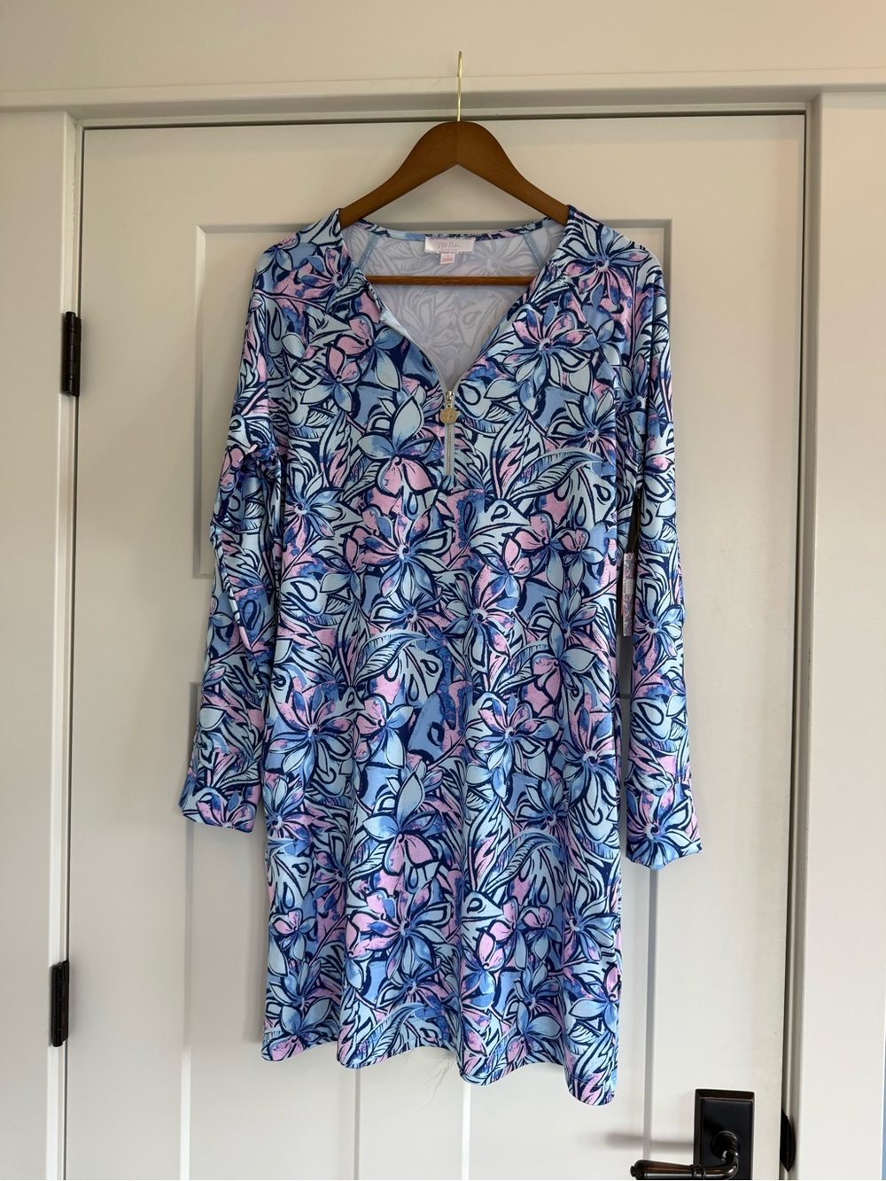 NWT Stella Parker UPF 50 Half Zip Popover Dress Purple Haze Lilac L